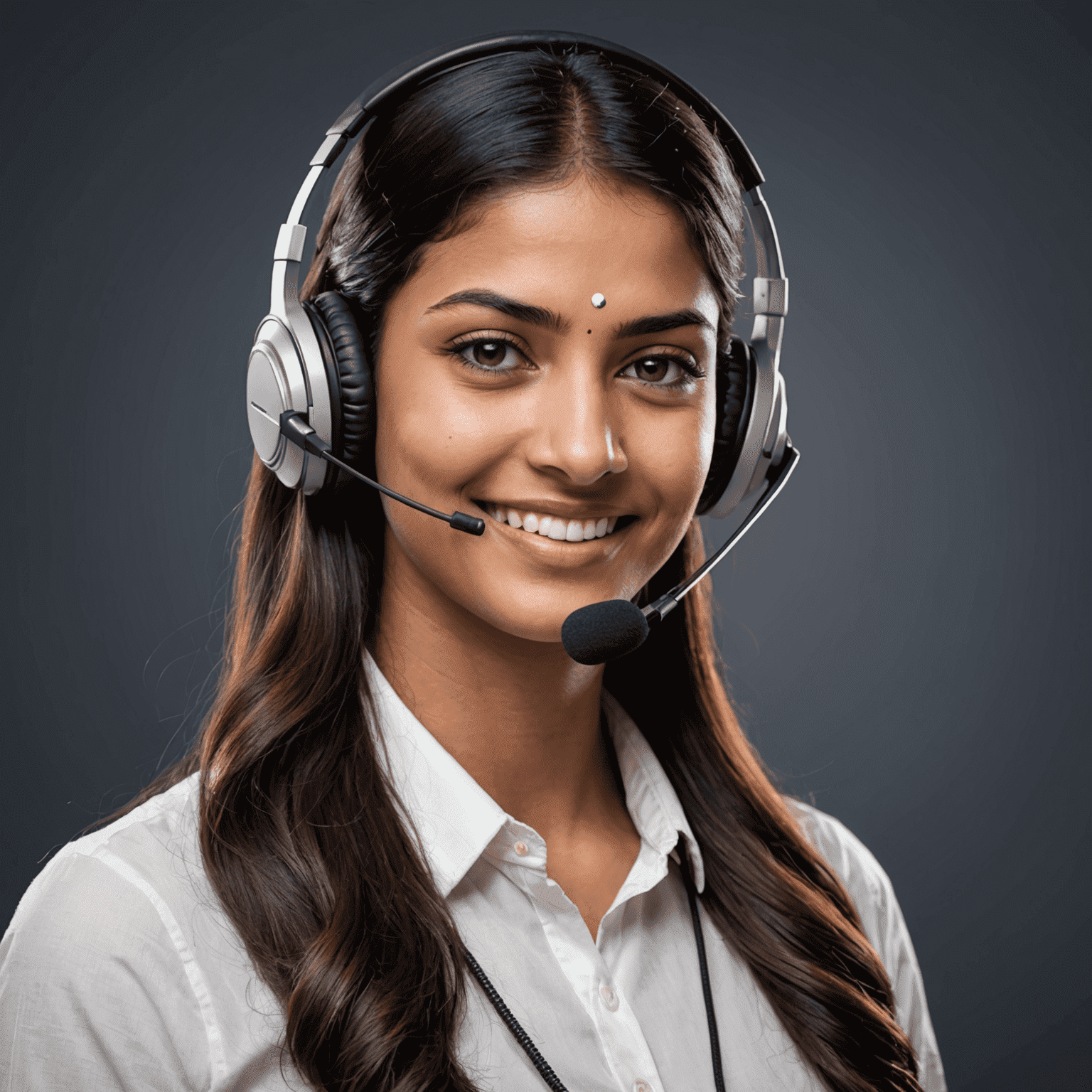 A friendly customer support representative wearing a headset, smiling and ready to assist customers 24/7 with their gaming queries and concerns in India.