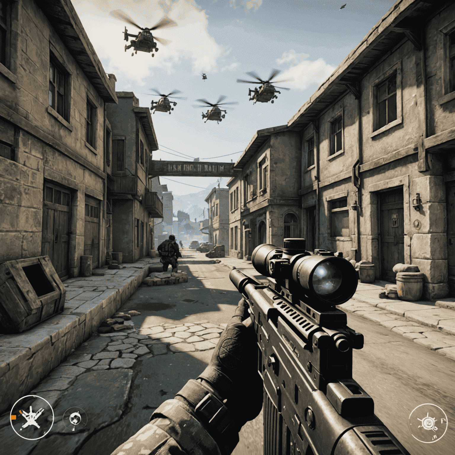 A screenshot from Call of Duty Mobile showing a first-person shooter perspective with weapons and military-themed environment